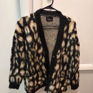 Zara Fuzzy Leopard Print Cardigan